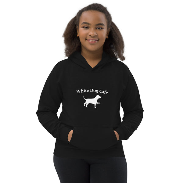 White Dog Large Logo Kids Hoodie