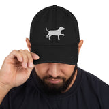 White Dog Distressed Baseball Hat